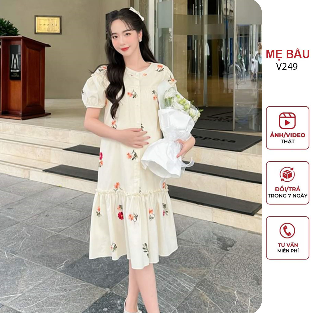 ĐẦM VÁY BẦU CÔNG SỞ MÙA HÈ DÁNG SUÔNG ĐUÔI CÁ ĐẸP THỜI TRANG THIẾT KẾ - ĐẦM BẦU XINH FREESIZE