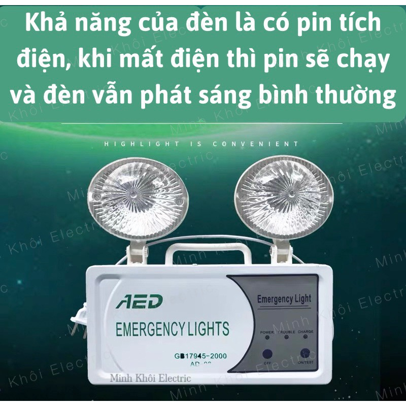 Đèn Chiếu Sáng Sự Cố Thoát Hiểm Khẩn Cấp phòng cháy chữa cháy AED mắt ếch, đèn sự cố khẩn cấp chiếu sáng, đen báo su co