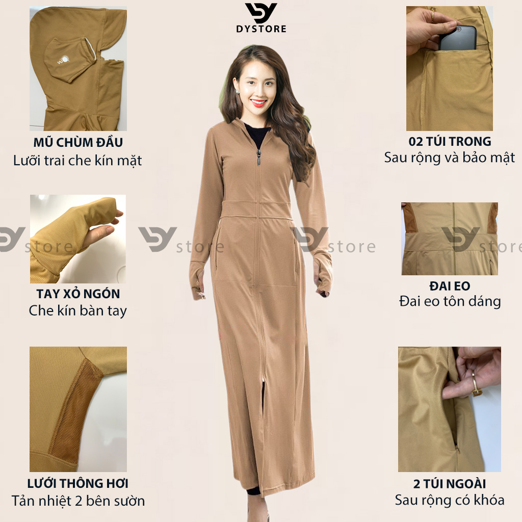 [MÃ HOAN20K giảm 20k đơn 99k] Áo chống nắng toàn thân nữ 2 lớp xuất dư Nhật Cao Cấp vải theo công nghệ AI | BigBuy360 - bigbuy360.vn