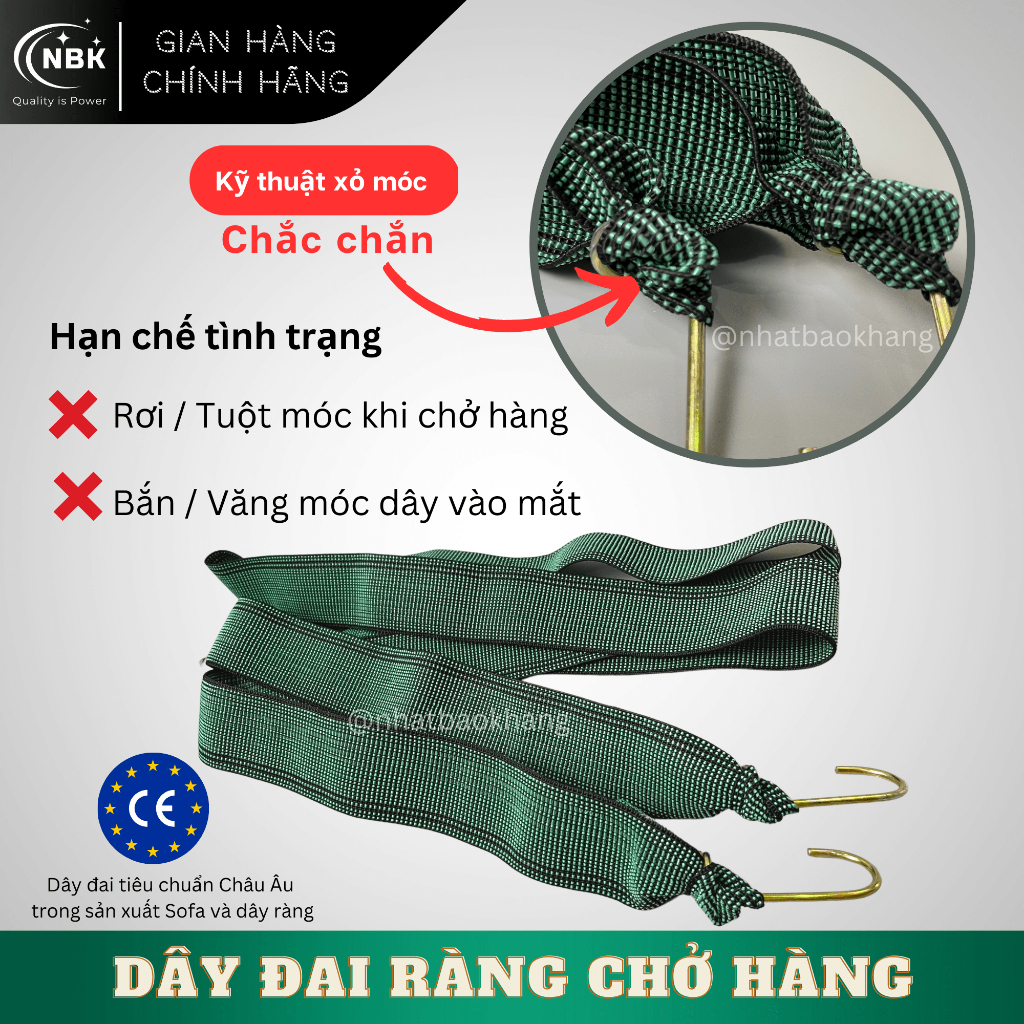Dây thun ràng, Dây chằng chở hàng cao cấp LOẠI 1 co dãn tốt, độ bền cao, 1.8M/2.5M/3M/4M bản 5P
