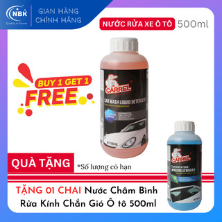 Nước rửa xe ô tô bảo vệ lớp sơn carrel chai 500ml -tặng 01 chai nước châm bình rửa kính lái ô tô carrel 500ml