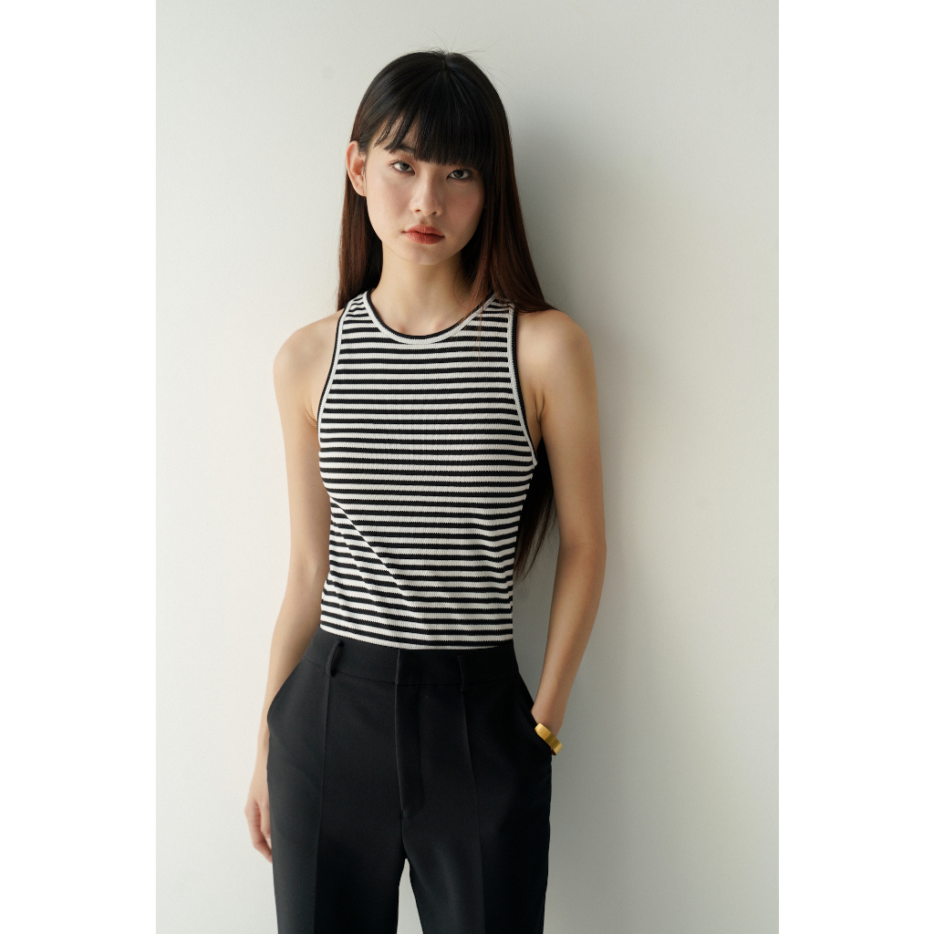 Áo ba lỗ tank top nữ MONOTALK dáng ôm cổ yếm co giãn(Nhiều màu) 22T20002FT