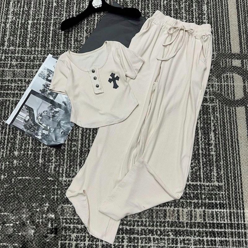 Sét Bộ áo thun Tay Ngắn chữ thập + Quần Xuông Hàng QC