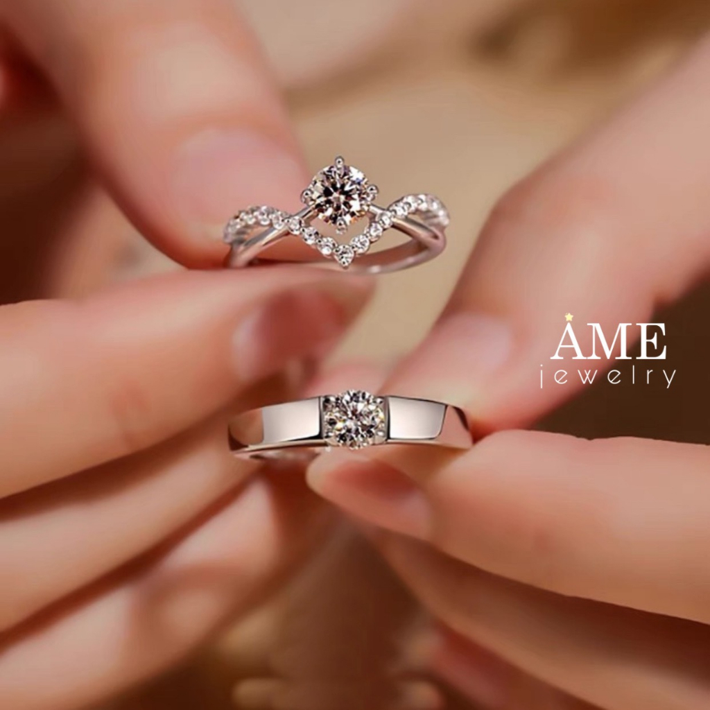 Nhẫn Cặp Đôi Bạc Ý Cao Cấp Đính Đá Freesize [MY WORLD RINGS]