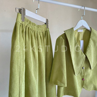 (Ảnh thật) Set áo kèm chân váy midi dài 24kstudio