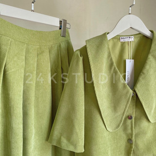 (Ảnh thật) Set áo kèm chân váy midi dài 24kstudio
