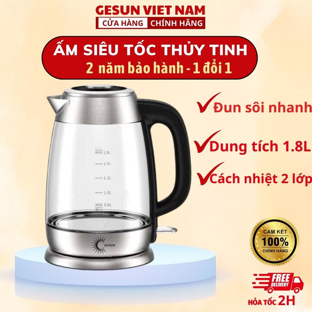 Ấm siêu tốc Gesun KTG-758 1.8L cách nhiệt cao cấp, bình siêu tốc, ấm đun siêu tốc công suất 1500W, bảo hành 24 tháng