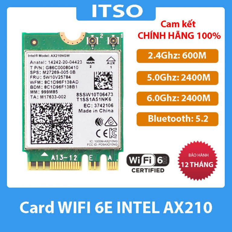Card Intel WiFi Bluetooth AX210 AX200 AX201 AC 9560 9260 8265 8260 7265 7260 NGW Mạng không dây Wireless M2