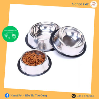 Bát ăn inox trơn cho chó mèo cao cấp 15-22cm - Hanoi Pet