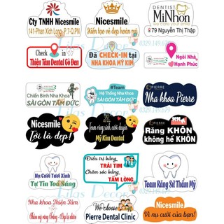 Combo 6 cái. hastag cầm tay chủ đề check in nha khoa, bệnh viện