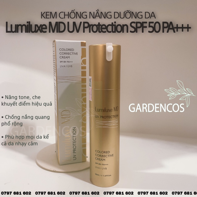 Kem chống nắng hỗ trợ trang điểm và dưỡng trắng da Lumiluxe MD UV Protection SPF 50 PA+++