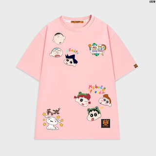 Áo thun tay lỡ unisex bé Shin cậu bé bút chì và bạn bè nhiều họa tiết dễ thương áo phông nam nữ