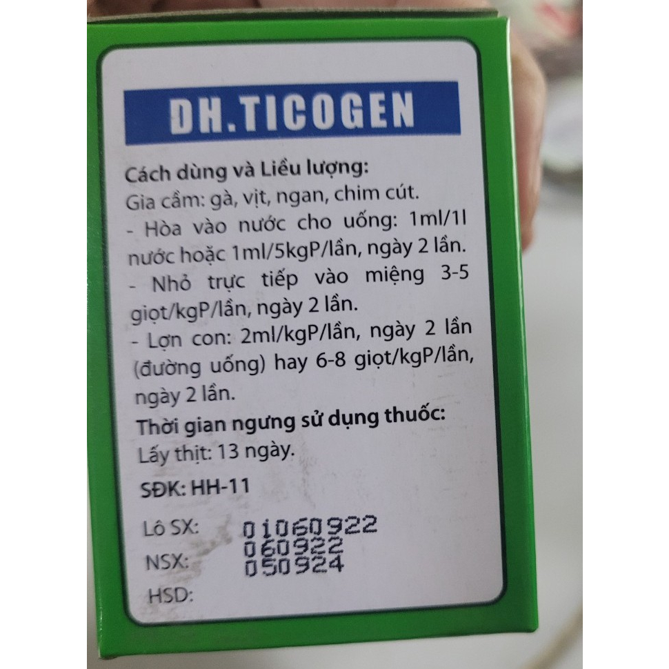 Dh Ticogen:10ml: Hen khẹc gà đá, gà chọi