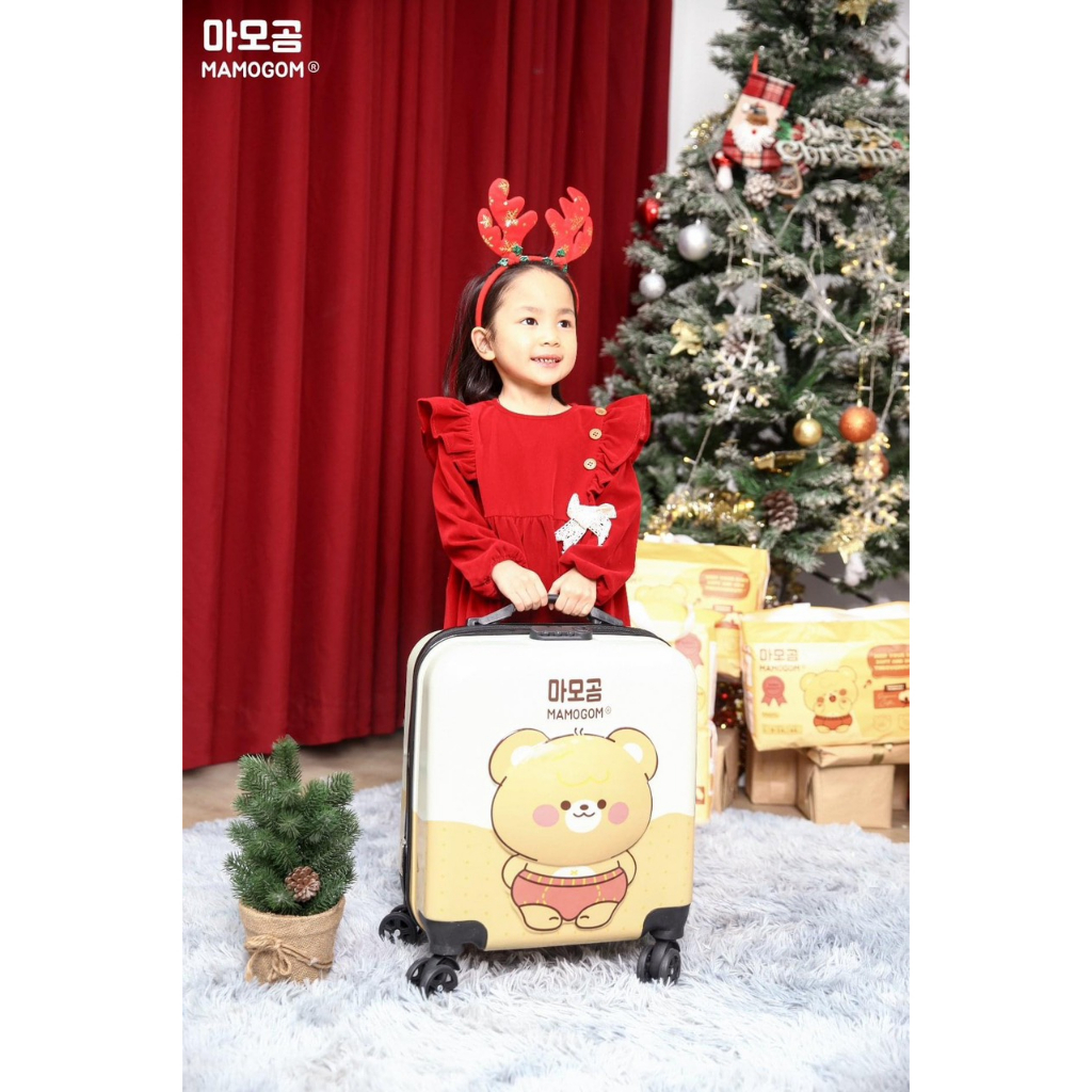 Vali gấu Du lịch có bánh xe siêu nhẹ hình gấu đáng yêu bền đẹp nhựa cao cấp MAMOGOM