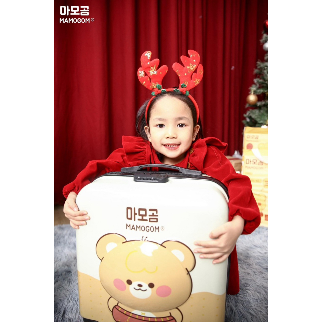Vali gấu Du lịch có bánh xe siêu nhẹ hình gấu đáng yêu bền đẹp nhựa cao cấp MAMOGOM