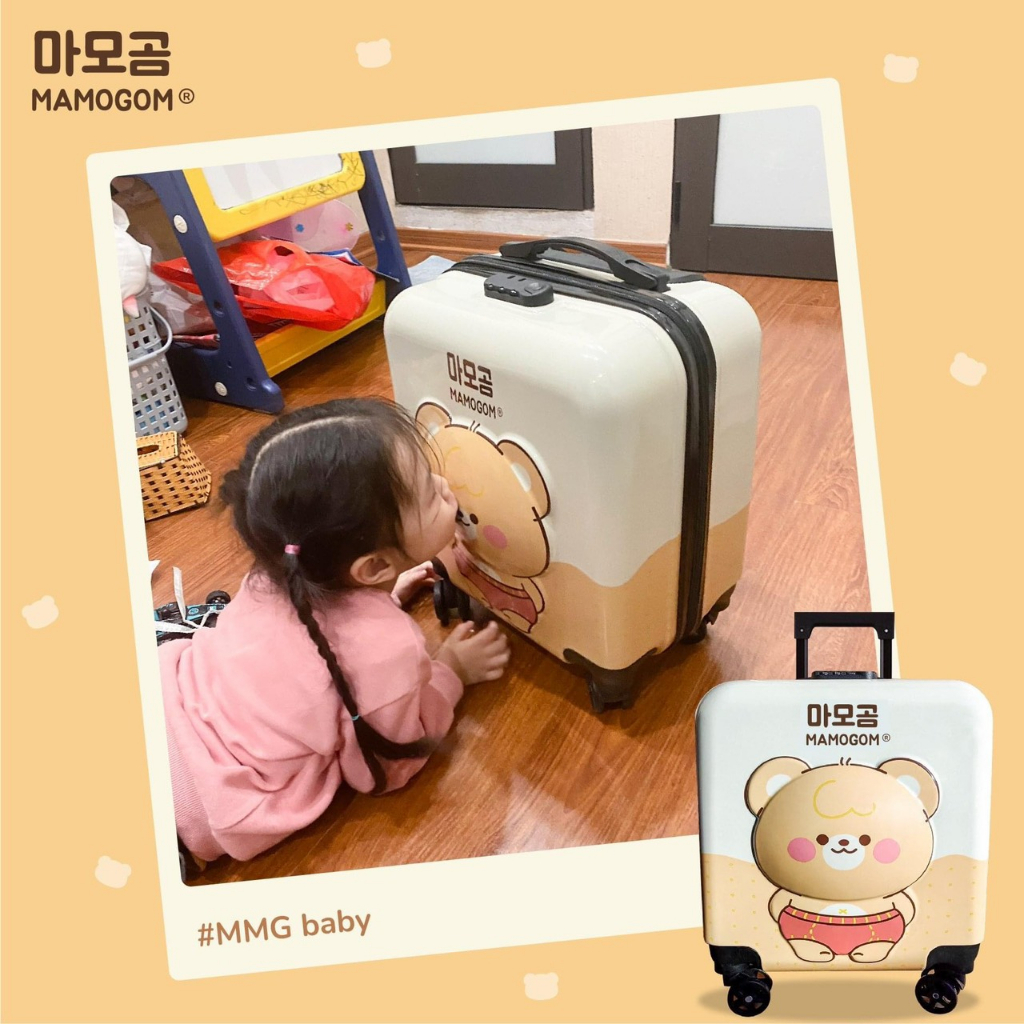 Vali gấu Du lịch có bánh xe siêu nhẹ hình gấu đáng yêu bền đẹp nhựa cao cấp MAMOGOM