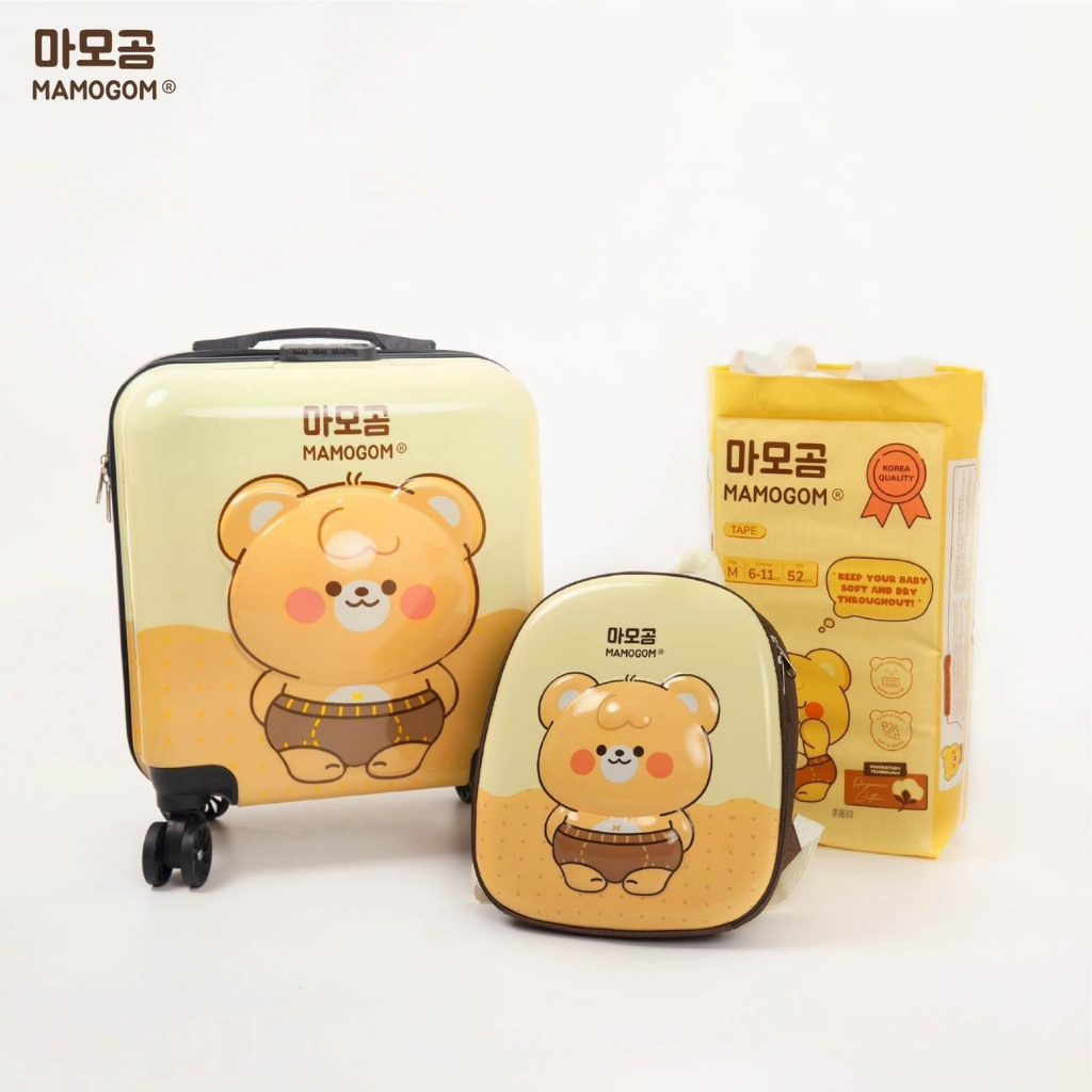Vali gấu Du lịch có bánh xe siêu nhẹ hình gấu đáng yêu bền đẹp nhựa cao cấp MAMOGOM