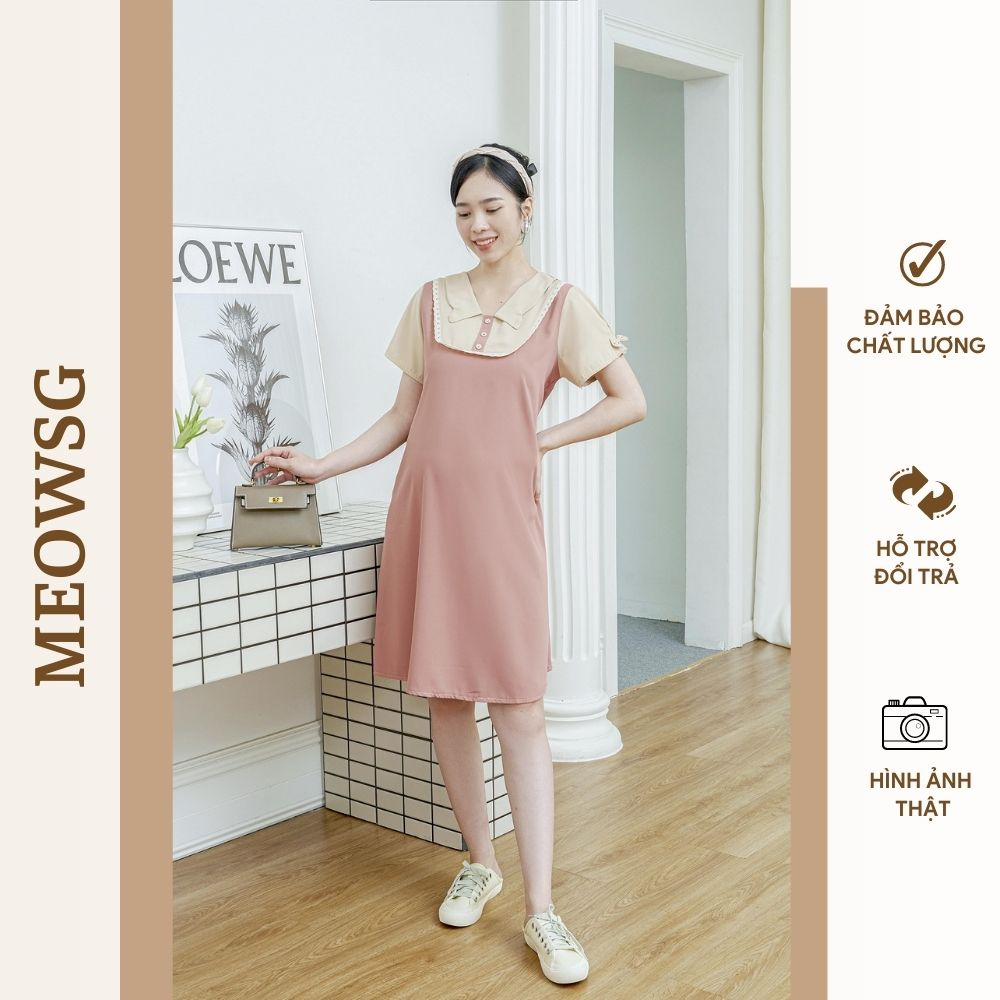 Đầm váy bầu suông mùa hè lụa mát MEOWSG phù hợp đi chơi dạo phố cafe sang chảnh - ĐBM0051