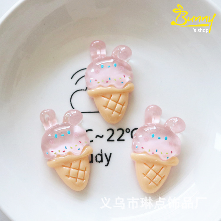 Charm sticker 3D nổi trang trí ốp điện thoại/ gắn bình nước siêu dễ thương hình thỏ, que kem