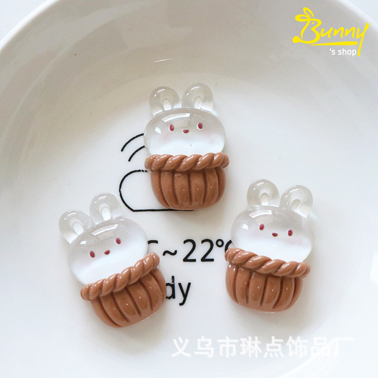 Charm sticker 3D nổi trang trí ốp điện thoại/ gắn bình nước siêu dễ thương hình thỏ, que kem