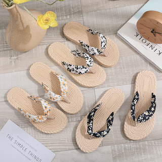 Dép xỏ ngón THETUTI giả cói dây hoa nhí xinh xắn, phù hợp đi biển - văn phòng - mang trong nhà TN05