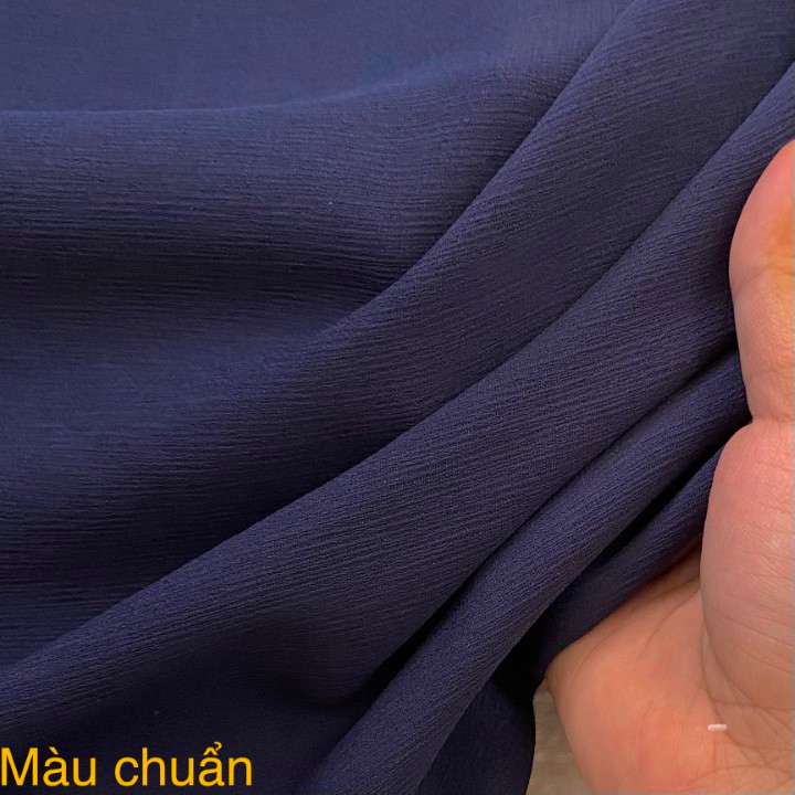 Vải Xô Gân Xanh Đen Khổ 1m45 - Co Giãn Nhẹ, Mặt Vải Thô - May Đầm, Váy, Áo Kiểu, Khăn Trải