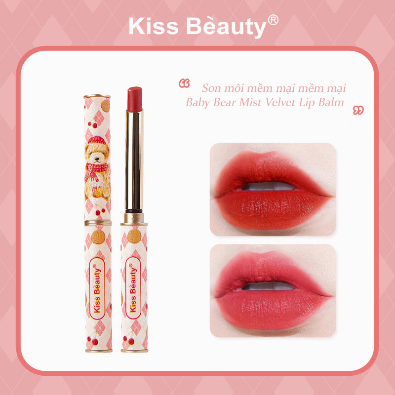 Set 4 thỏi son dưỡng có màu Kiss beauty lâu trôi không dính dưỡng ẩm màu sắc lấp lánh 3.2g