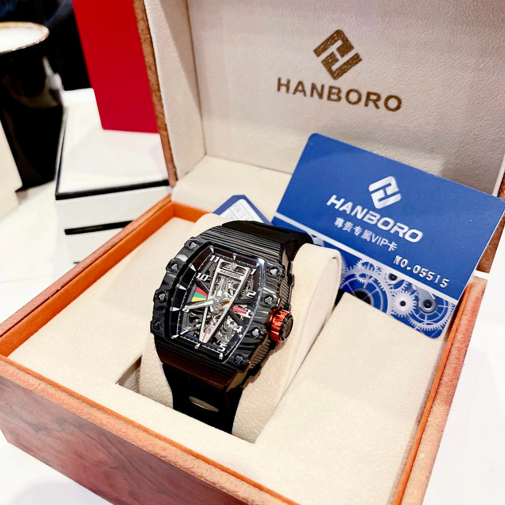 Đông Hồ Hanboro Nam,Chính Hãng,Máy Cơ Tự Động,Size:44mm.Trẻ Trung-Năng Động-Cá Tính