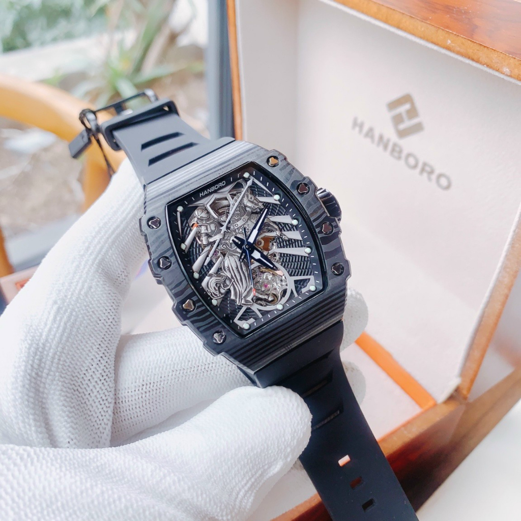 Đông Hồ Cơ Tự Động Hanboro Nam,Chính Hãng,Size:44mm.Trẻ Trung-Năng Động-Cá Tính