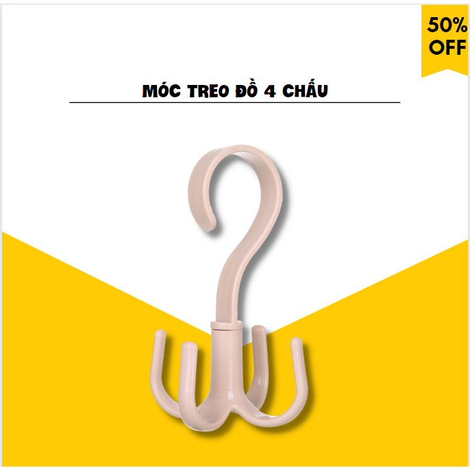 Móc Nhựa 4 Chấu Xoay 360 Độ Treo Đồ, Giày Dép, Quần Áo, Túi Xách... -shianhome-