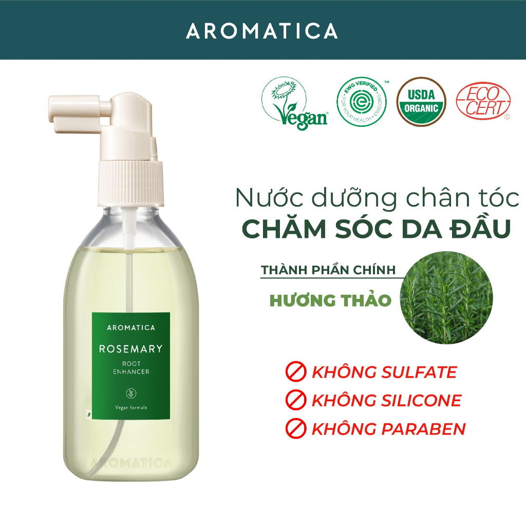 [NEW PACKAGING] Nước Dưỡng Tóc Giảm Gàu Nấm Chiết Xuất Hương Thảo Aromatica Rosemary Root Enhancer 100ml