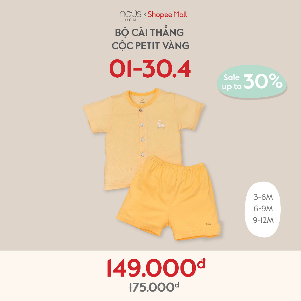 Bộ Quần Áo Cộc Cài Thẳng Nous Màu Kẻ Trắng Hồng - Chất Liệu Nu Petit Bé Gái (Size từ 3-6 Tháng Đến 9-12 Tháng)