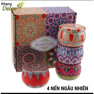  Nến Thơm Hoa Khô Thiên Nhiên nhiều mùi hương  Sẵn Hộp Quà Tặng Set 4  