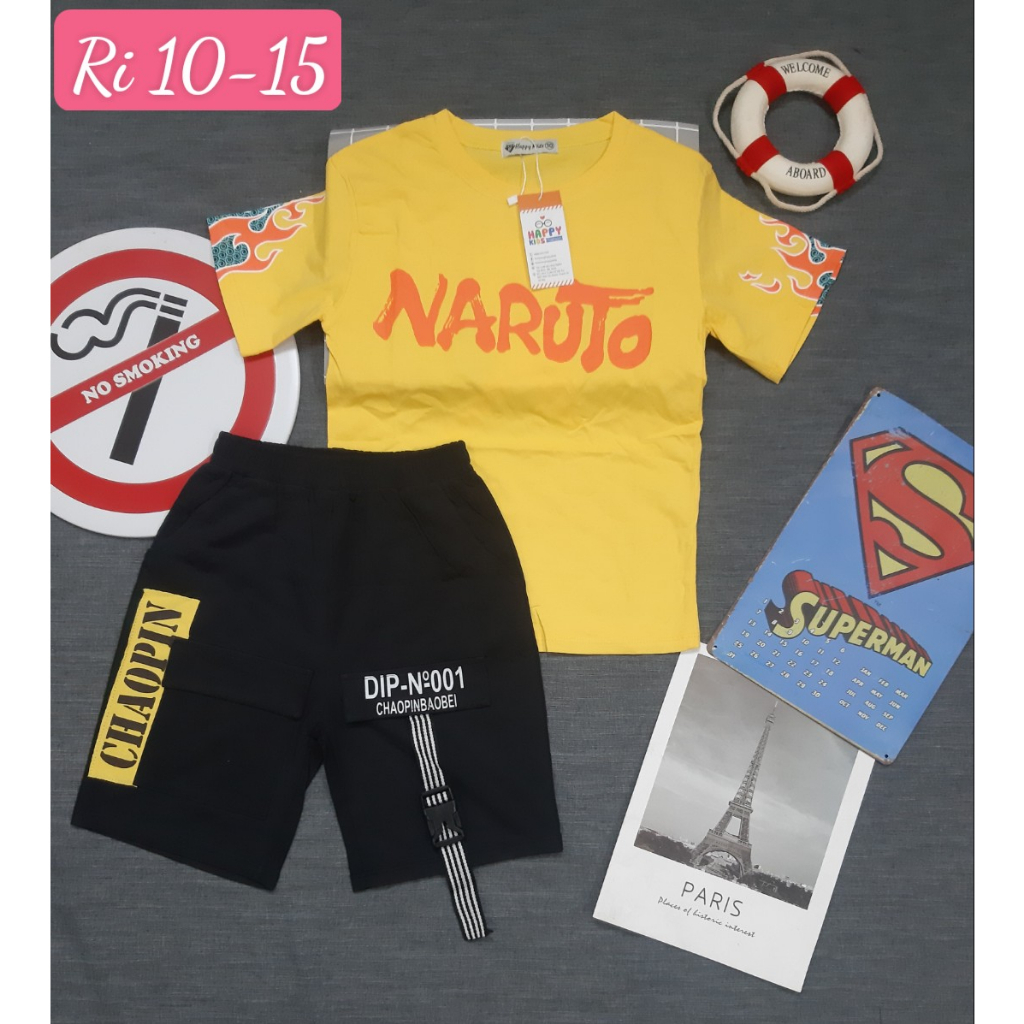 Bộ quần áo bé trai Happy kids chất liệu 100% cotton 4C cho bé từ 20kg - 38kg