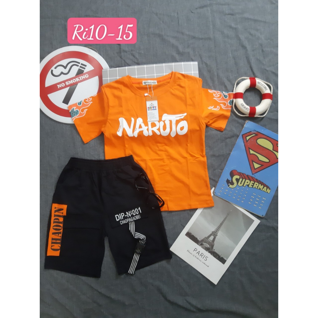 Bộ quần áo bé trai Happy kids chất liệu 100% cotton 4C cho bé từ 20kg - 38kg
