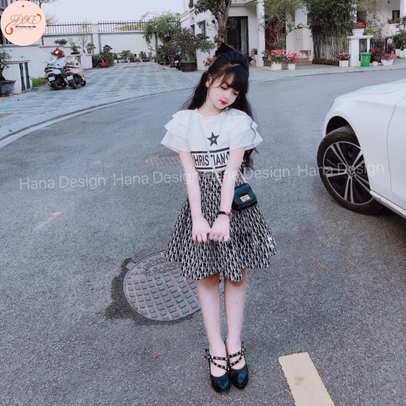 Set váy C.D bé gái tay bồng