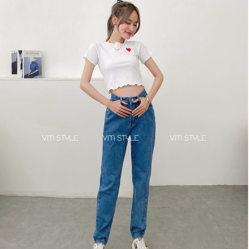 Quần jean baggy nữ VMSTYLE cắt đùi lai thường  36 QJB00020
