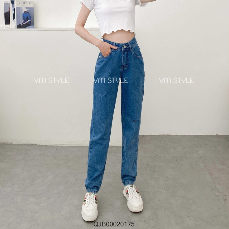 Quần jean baggy nữ VMSTYLE cắt đùi lai thường (không co giãn) 36 QJB00020