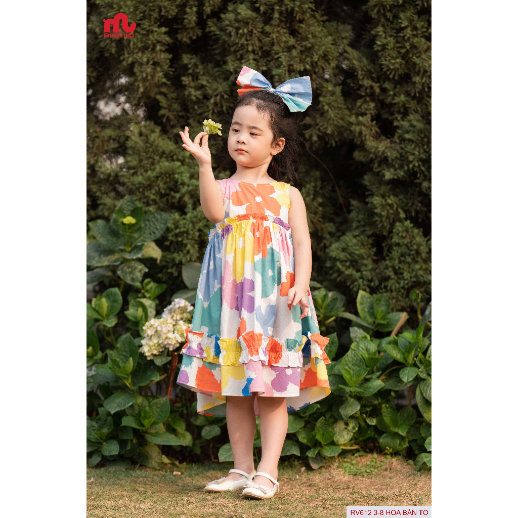 Váy thô hoa bé gái form rộng Riomio 3,4,5,6,7,8,9 tuổi chất liệu mềm mại cho bé đi chơi dã ngoại RV612