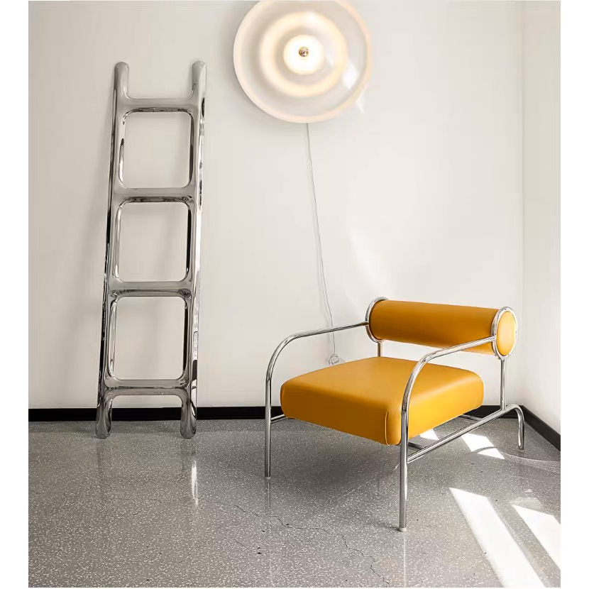 Ghế đơn thiết kế kiểu Bắc Âu bằng thép không gỉ trang trí phòng khách, quán cafe, studio