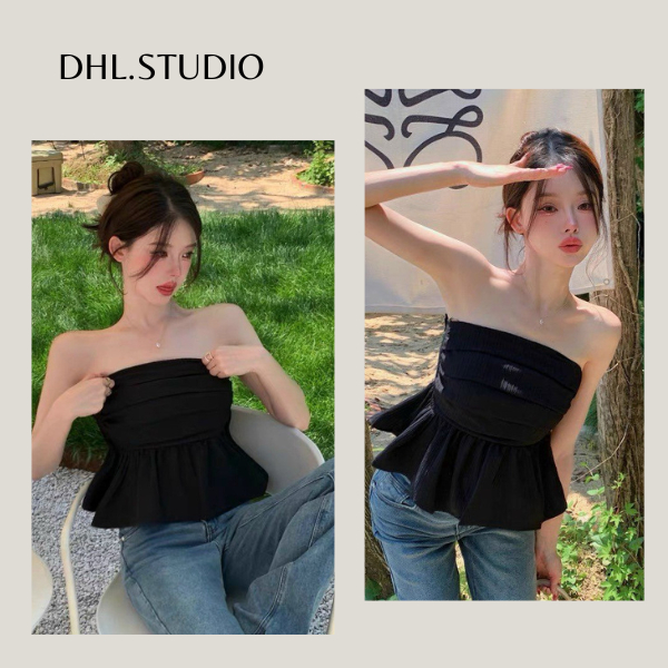 Áo cúp ngực vải đũi - áo quây bồng xòe tiểu thư sang chảnh D48 | BigBuy360 - bigbuy360.vn