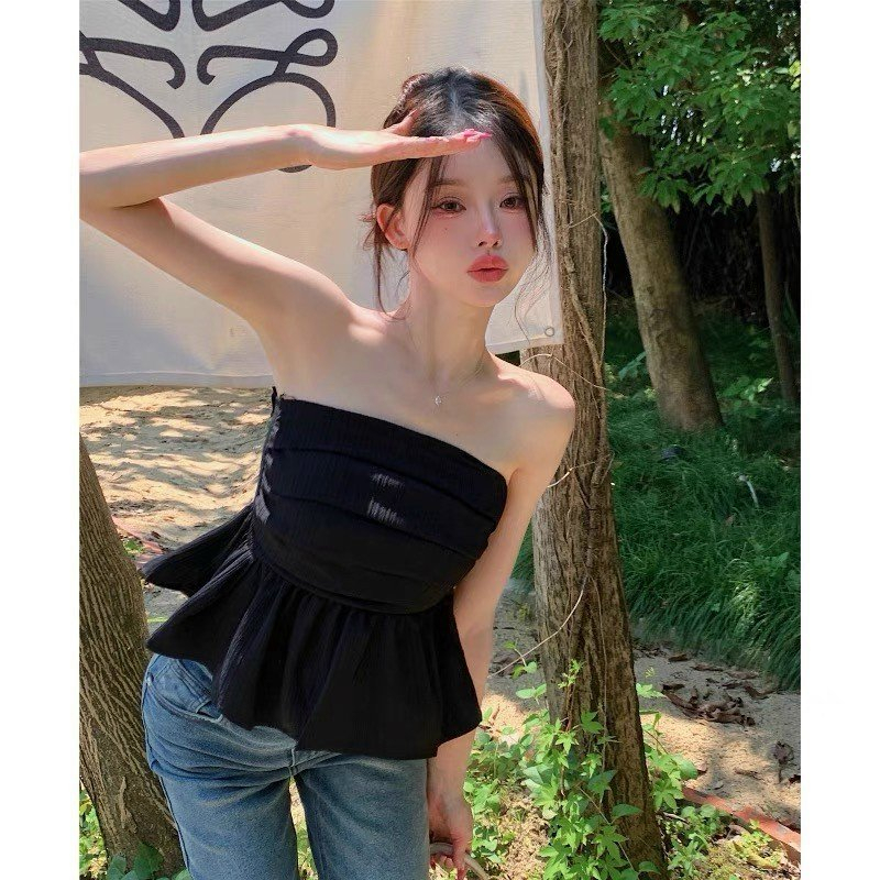 Áo cúp ngực vải đũi - áo quây bồng xòe tiểu thư sang chảnh D48 | BigBuy360 - bigbuy360.vn