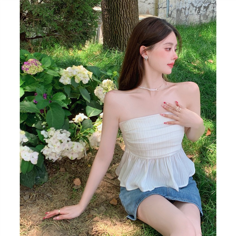 Áo cúp ngực vải đũi - áo quây bồng xòe tiểu thư sang chảnh D48 | BigBuy360 - bigbuy360.vn