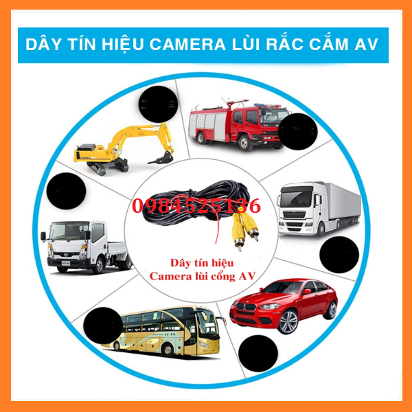 Dây tín hiệu kết nối camera lùi với màn hình, dây camera lùi, dây AV, jack AV - hoa sen. Dây cam lùi loại 6m, 15m.