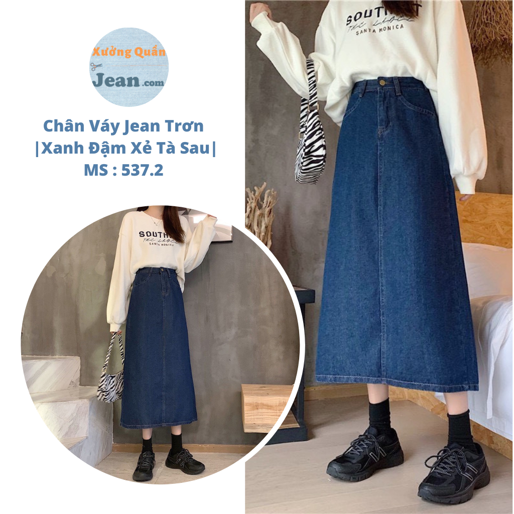 Chân Váy Jean Dài Midi Xẻ Tà Sau Lưng Cao Phối Nút Eo, Chân Váy Bò Dài Cạp Cao Xanh Nhạt Cực Xinh 554 537 555 | BigBuy360 - bigbuy360.vn