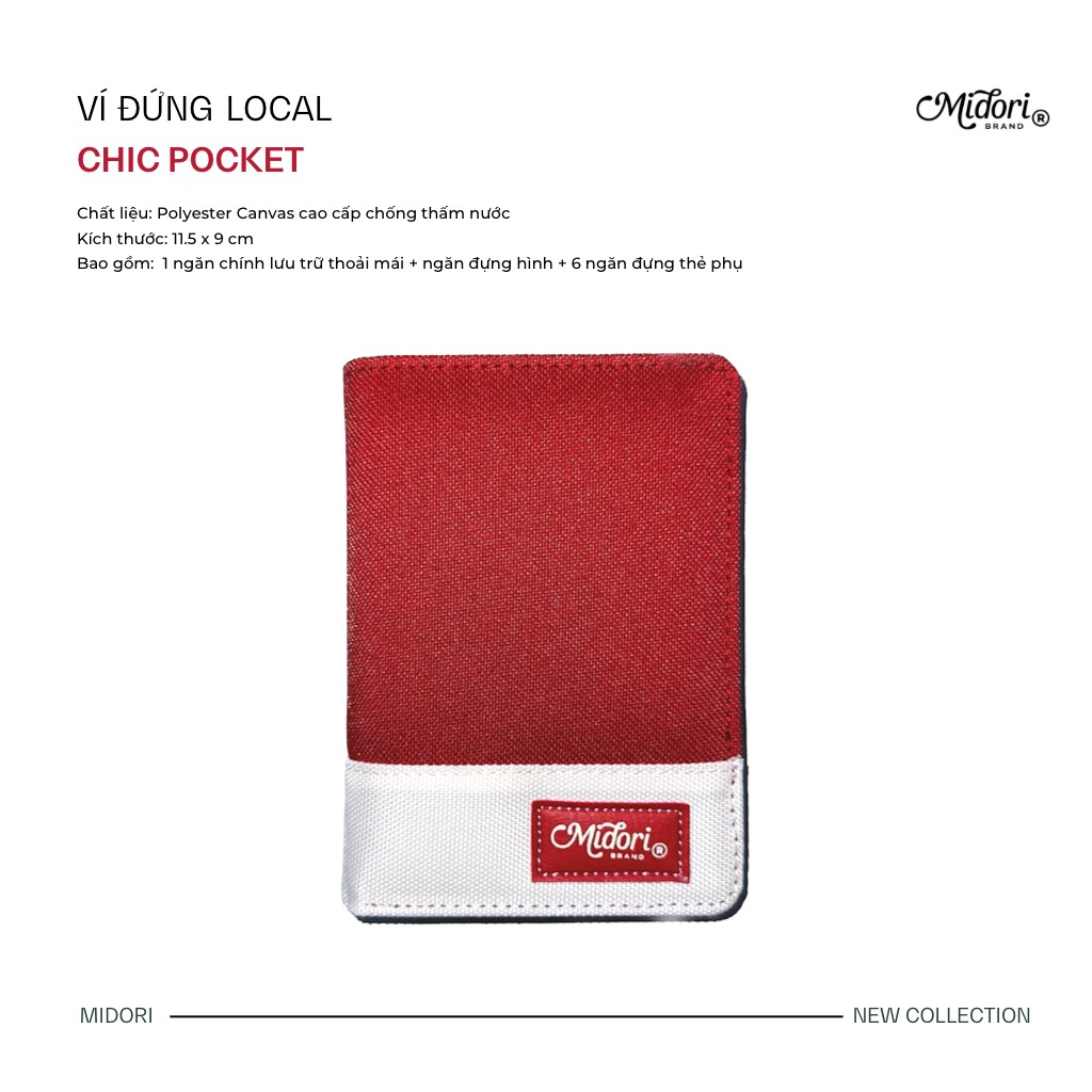 Ví Vải Đứng Chic Pocket Nam Nữ Polyester Siêu Bền Đẹp Chống Nước Unisex local brand chính hãng Midori M Studio