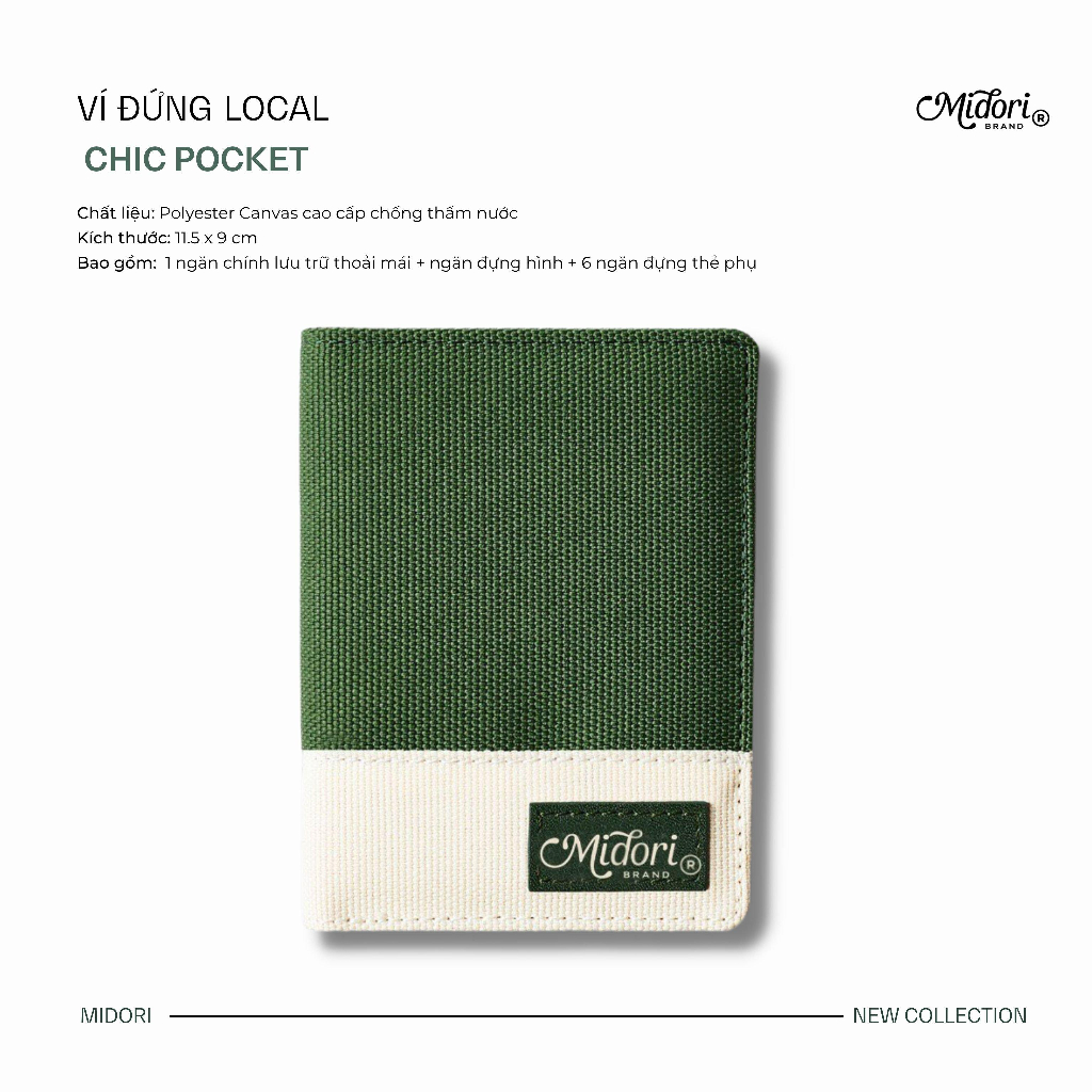 Ví Vải Đứng Nam Nữ Polyester Chic Pocket VOL 3 Siêu Bền Đẹp Chống Nước Unisex local brand chính hãng Midori M Studio