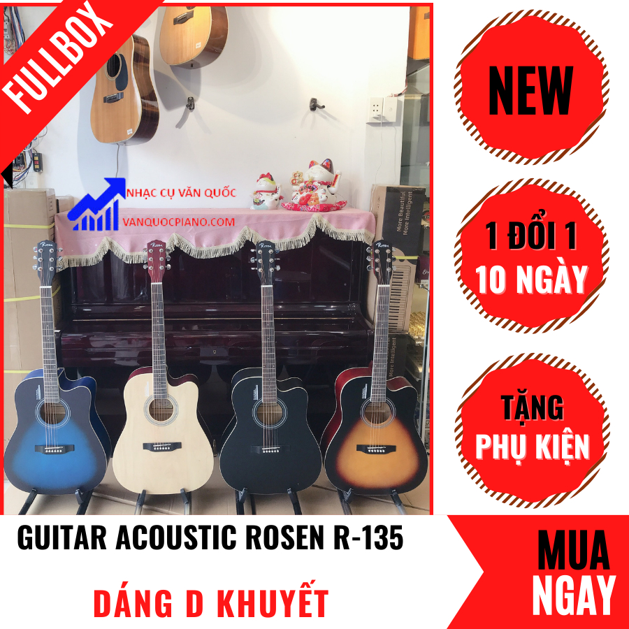 Đàn Guitar Acoustic Rosen R 135 + Tặng Kèm Bộ Phụ Kiện 6 Món