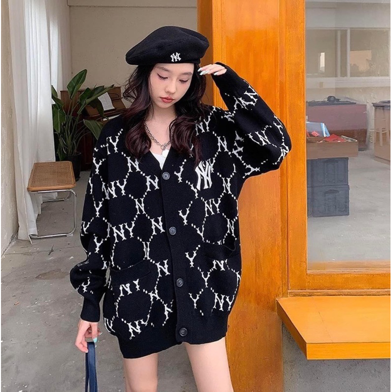 Áo Khoác Cardigan MLB Logo 💙 FREESHIP 💙 dệt toàn thân Hàng Trung LikeAuth - Đồ Đôi Nam Nữ Unisex