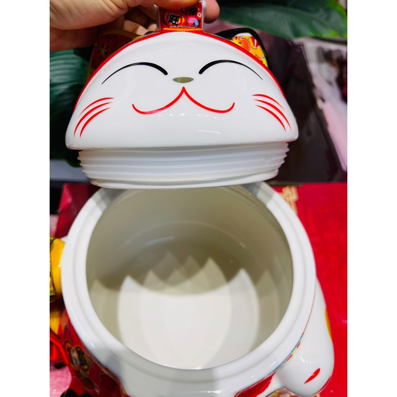 Hũ Mèo thần tài, mèo may mắn neko maneki Nhật Bản bằng gốm sứ cao cấp